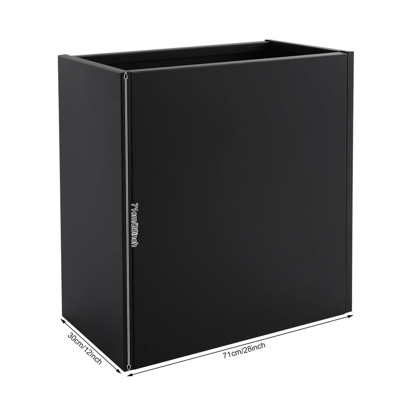 Fichiouy Large Metal Planter Box Outdoor,28" Tall Black Rectangular Planter with Drainage,Modern Steel Planters Pot for Outdoor Plants (Black)