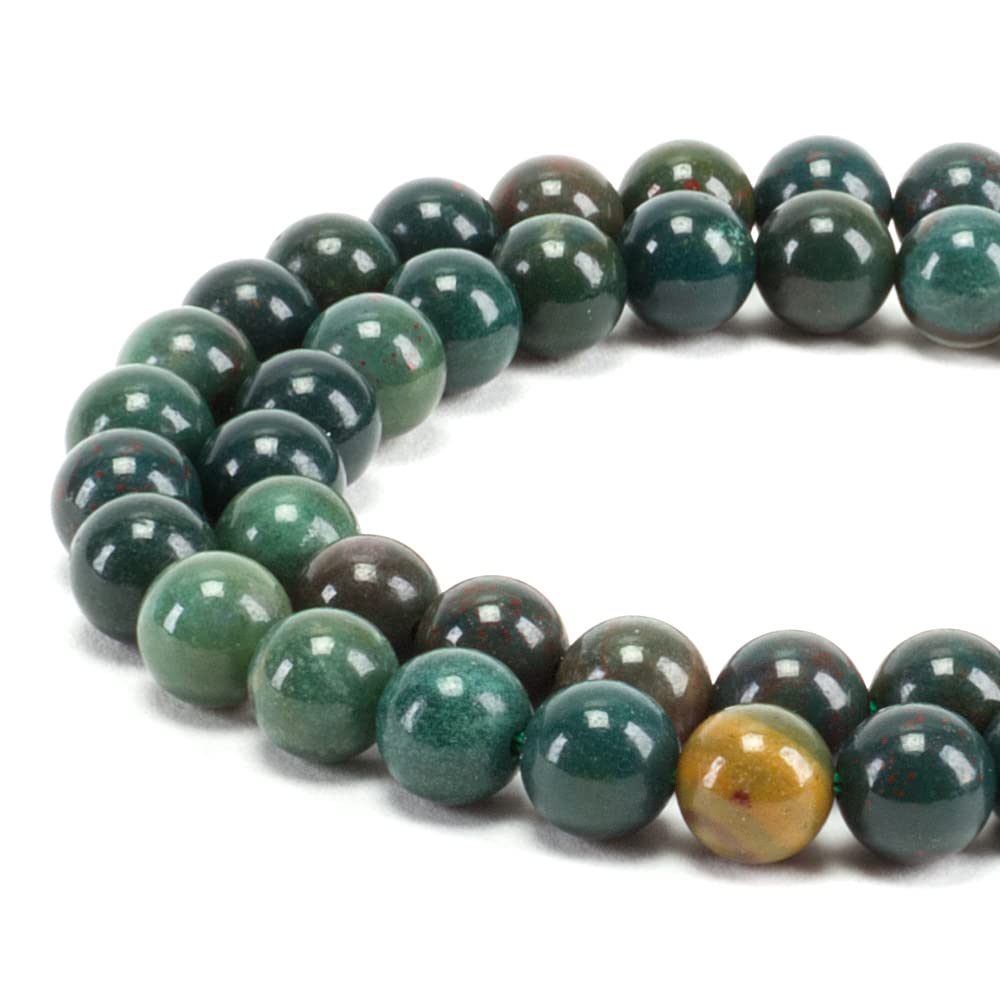 Cherry Tree Collection | 100PCS 6mm Bloodstone Gemstone Round Beads for Jewelry Making | Includes Storage Box, Elastic String, and Needles