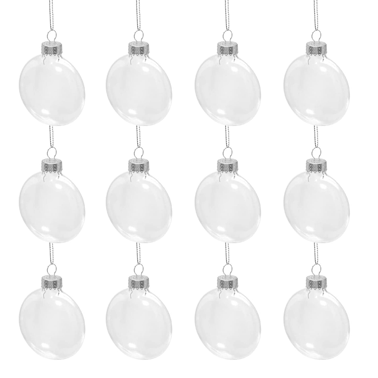 12 Pack Clear Fillable Ornaments Balls, 3.15 Inch DIY Plastic Flat Disc Ornaments, Plastic Fillable Ornament Ball for DIY Craft Projects, Wedding, Christmas, Party, Home Decor