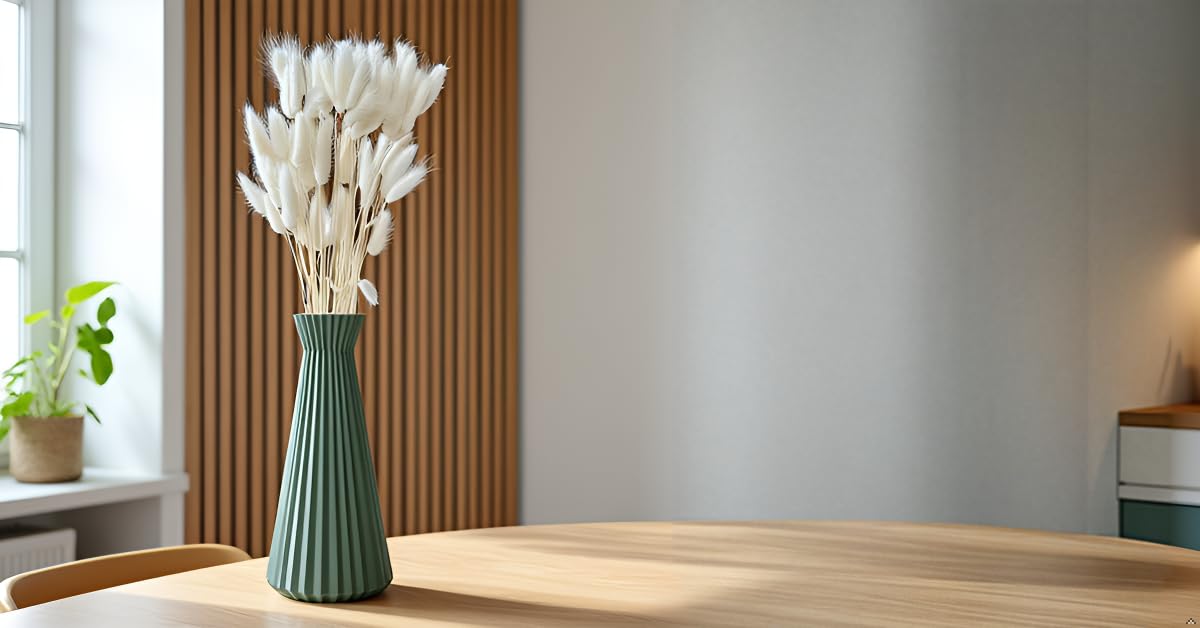 Modern Decorative vase, Geometric Design Feature in Any mid-Century Modern, Contemporary Style Living Room, Kitchen Counter, Dining, Shelf, Office, Coffee Table. 3D Print, 10 inches Tall [sage].