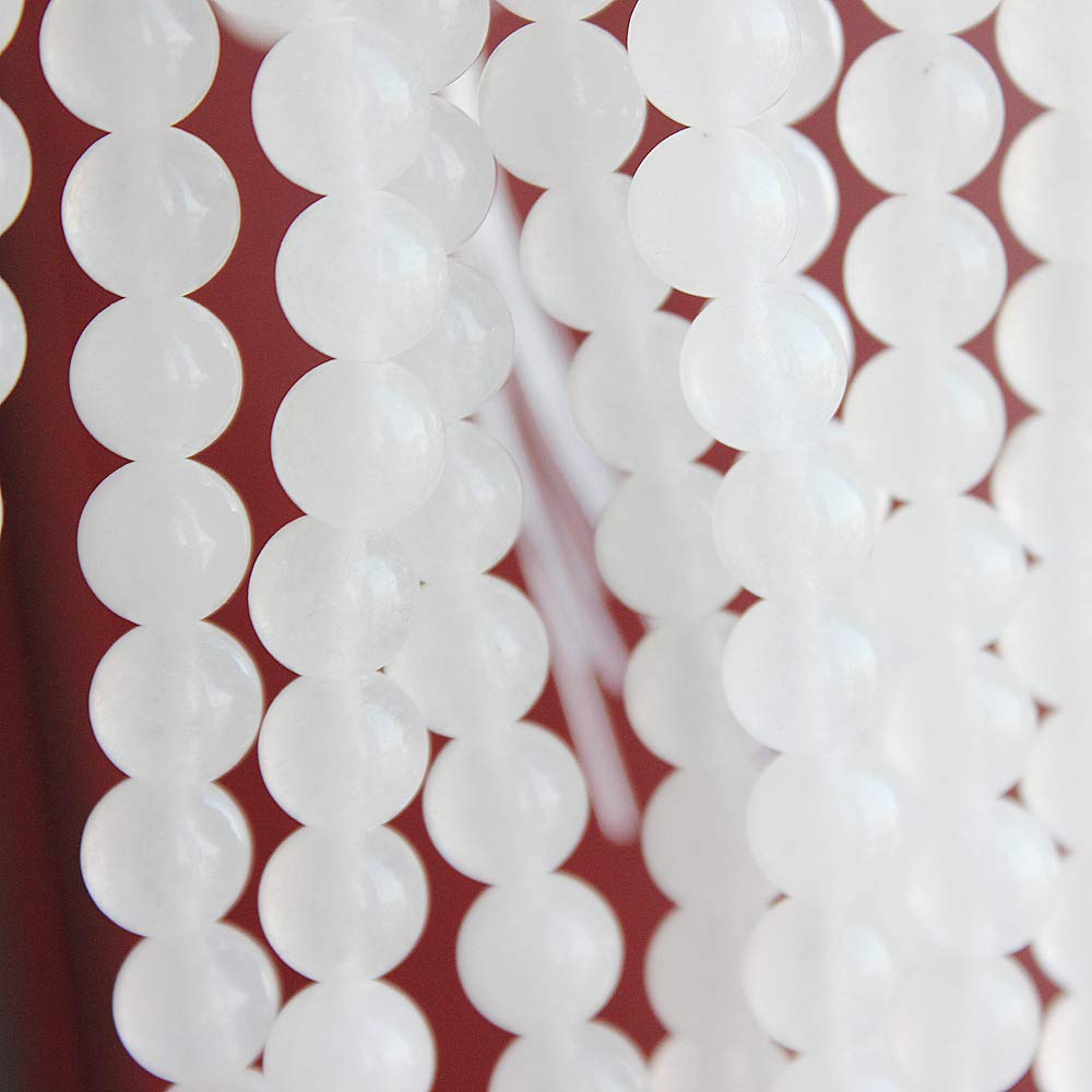 MJDCB Beads for Energy Bracelets Yoga Bracelet DIY Bracelet Natural Stone Beads White Jade 60 Pieces, 6mm