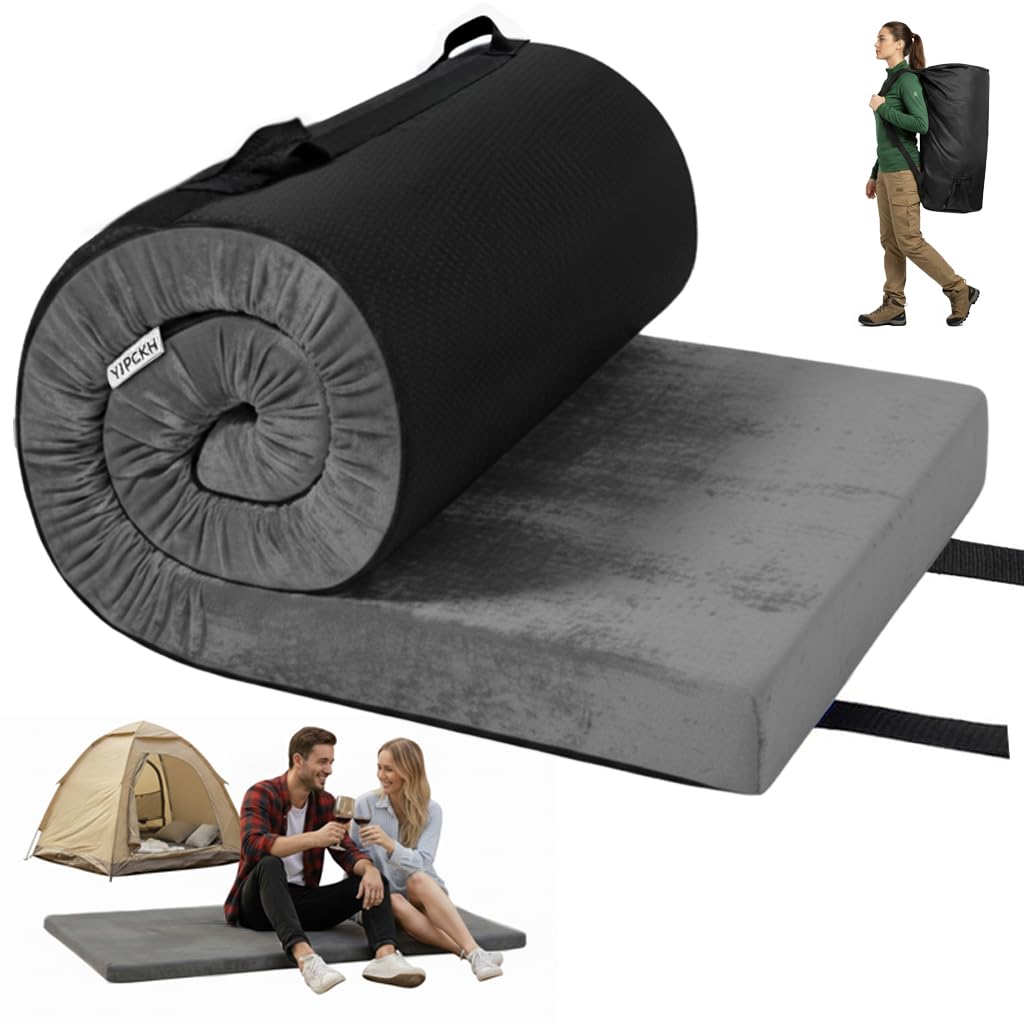 YJPCKH Roll Up Foam Camping Mattress - 30D High-Density Foam Sleeping Pad with Travel Bag - Portable Floor Mat for Tent, Car Camping & Guest Bed (Cot(72X24))
