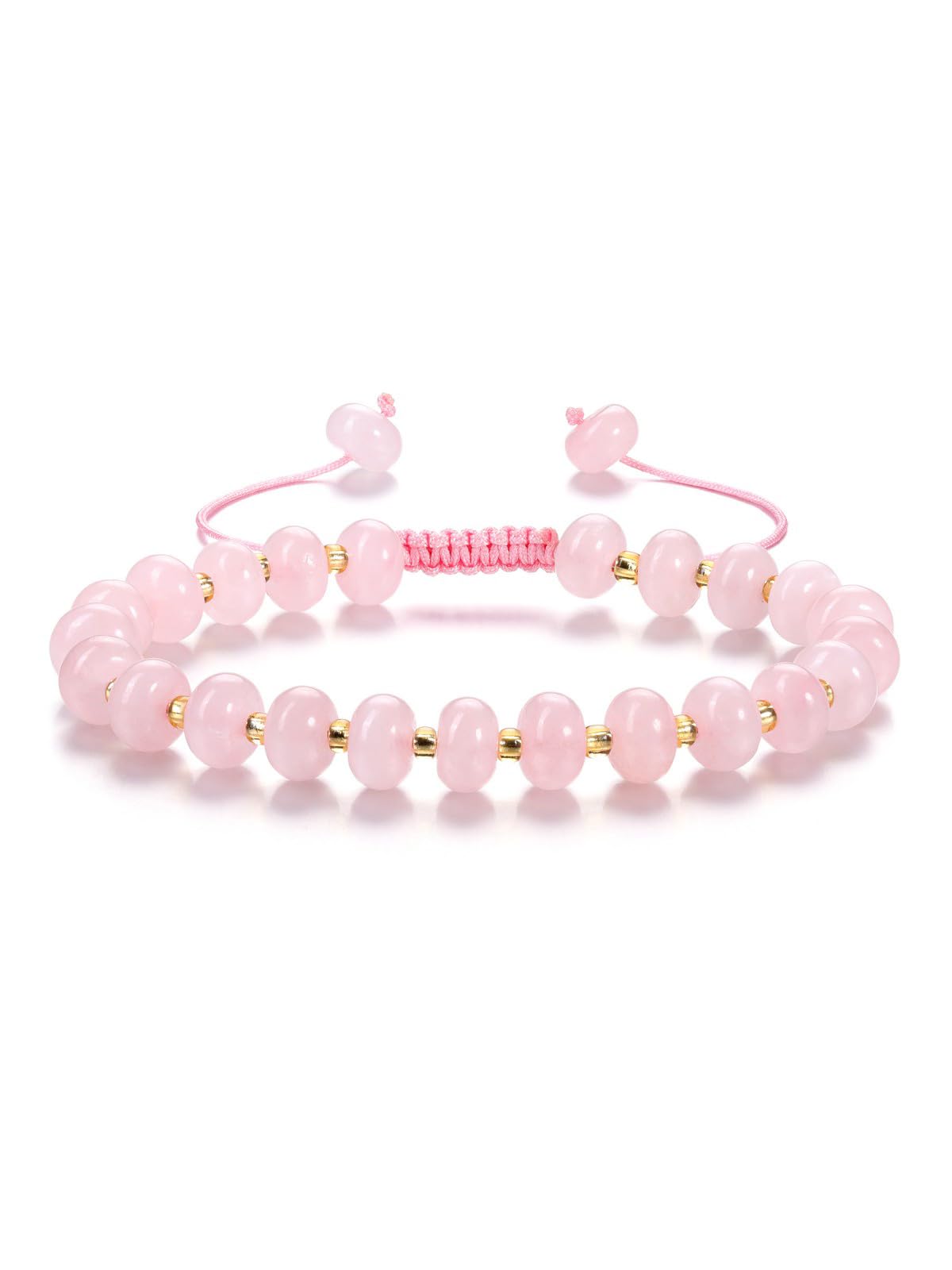 PESOENTH Rose Quartz Pink Beaded Bracelet,Healing Crystal Natural Stone Bracelets Gemstone Bracelet jewelry Spiritual Gifts for Women Her Mom Daughter Birthday Annivsersary Valentines