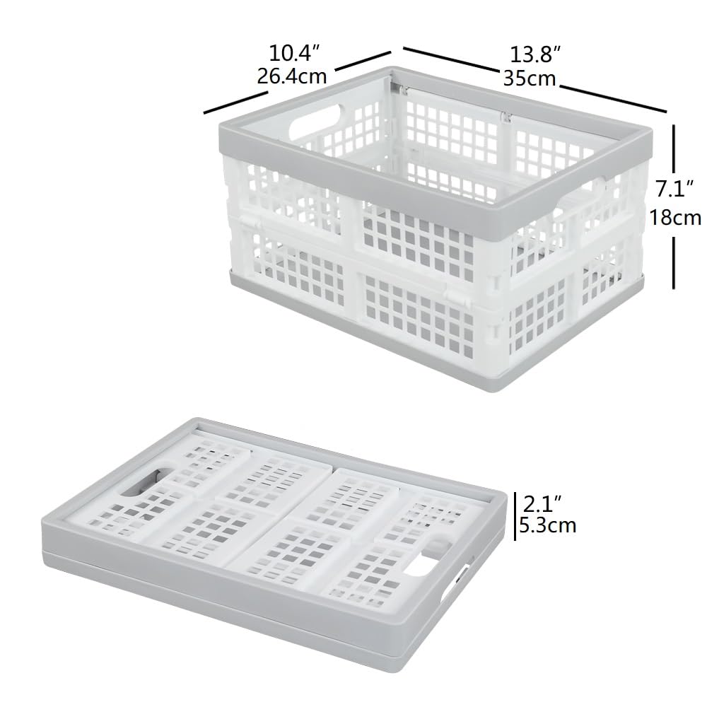 Vababa 3-Pack Plastic Stackable Collapsible Storage Crate, 15 L Stacking Folding Storage Basket