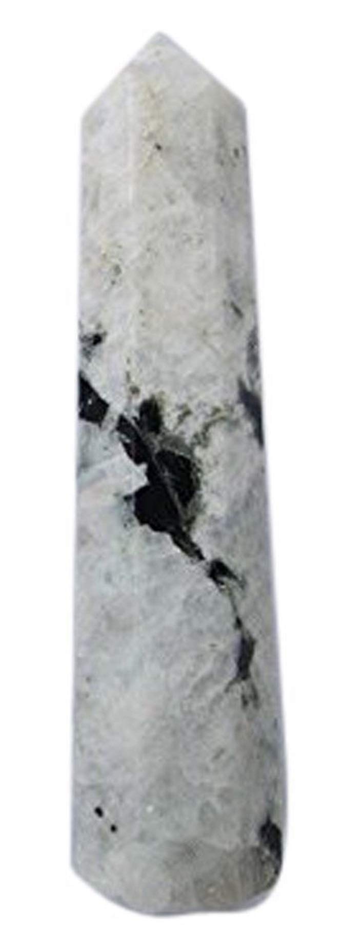 WholesaleGemShop 3 Inch Gemstones RAINBOW MOONSTONE Obelisk Tower Jumbo Facet Aura Rock Crystal Natural Polished Earth Wand Spirit