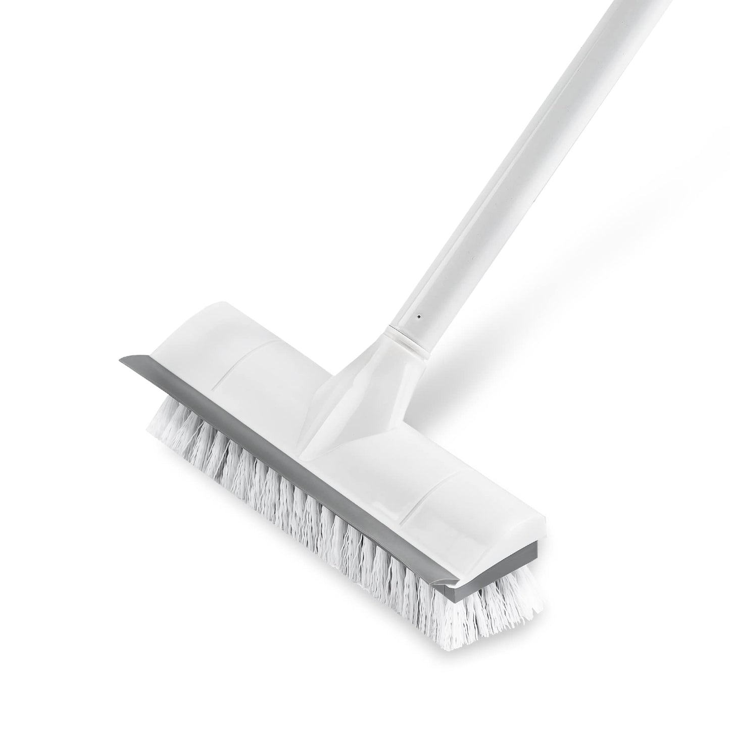 BOOMJOY Floor Scrub Brush with Long Handle, 2 in 1 Scrape and Brush, Stiff Bristles for Cleaning Bathroom, Patio, Garage, Kitchen, Deck, Tile