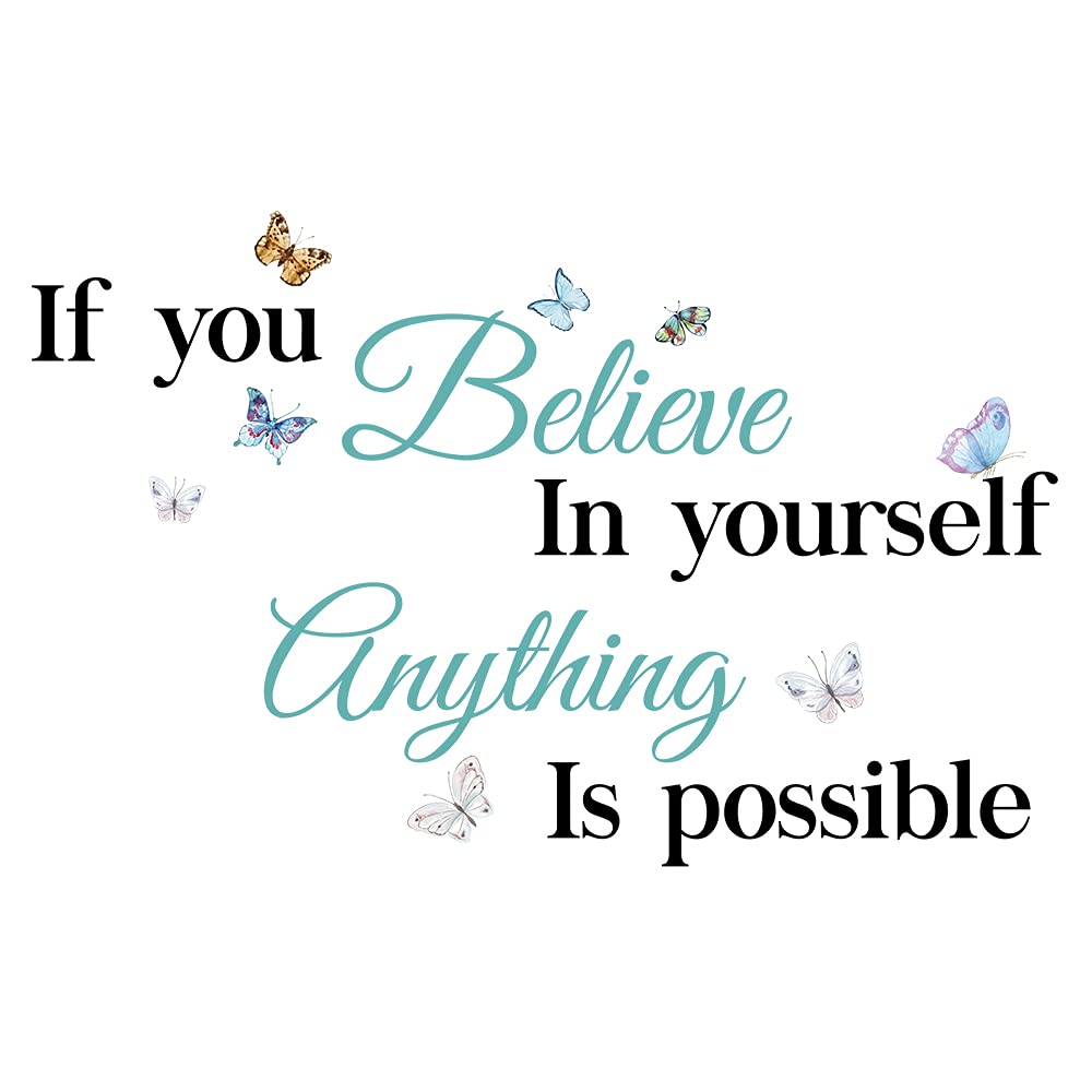 Inspirational Quotes If You Believe in Yourself Anything is Possible Wall Decal Vinyl Sticker for Living Room Bedroom Family Decor, Sweet Home Wall Art Stickers (28''×18.5'')