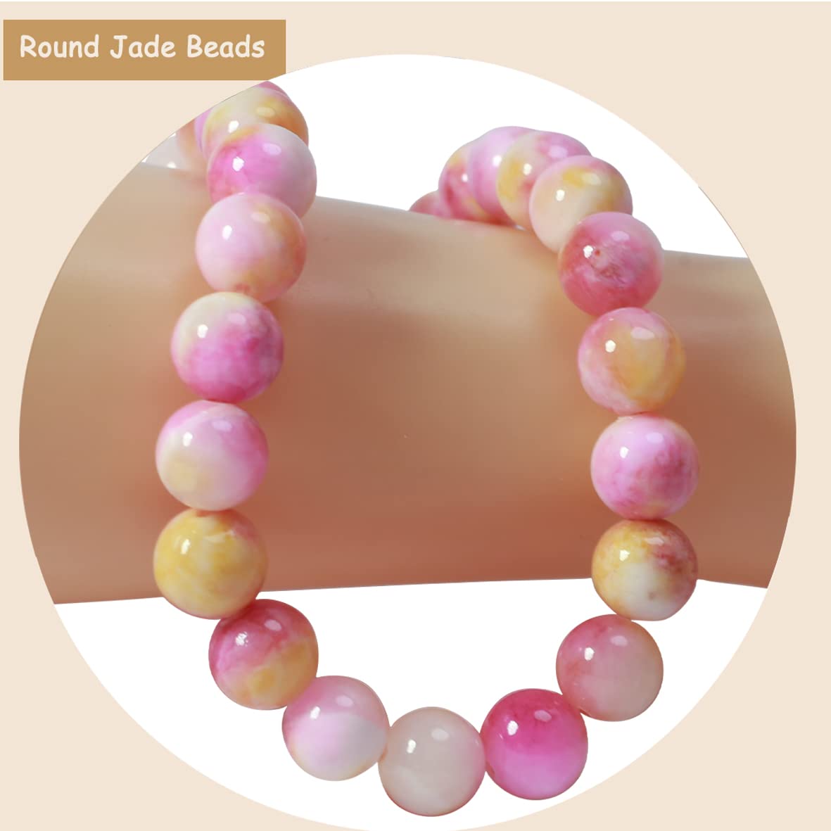 ZHFMLY 8mm Natural Persian Jade Beads,100pcs Green Colorful Dyed Healing Crystal Round Loose Stone Beads for Jewelry Making, DIY Bracelets Necklaces, Chakra Energy Craft Supplies