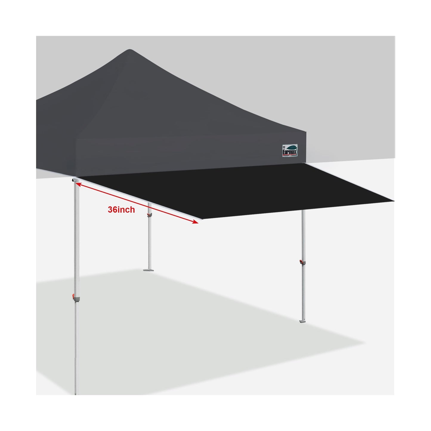 Eurmax USA 10ft Pop Up Canopy Awning,120"x36"Extended Sunshade Tarp with 30 SqFt Extra Shade,Commercial Grade Removable Replacement Tent Awning ONLY Fits 10x10 Canopy Tent with Square Leg,Black