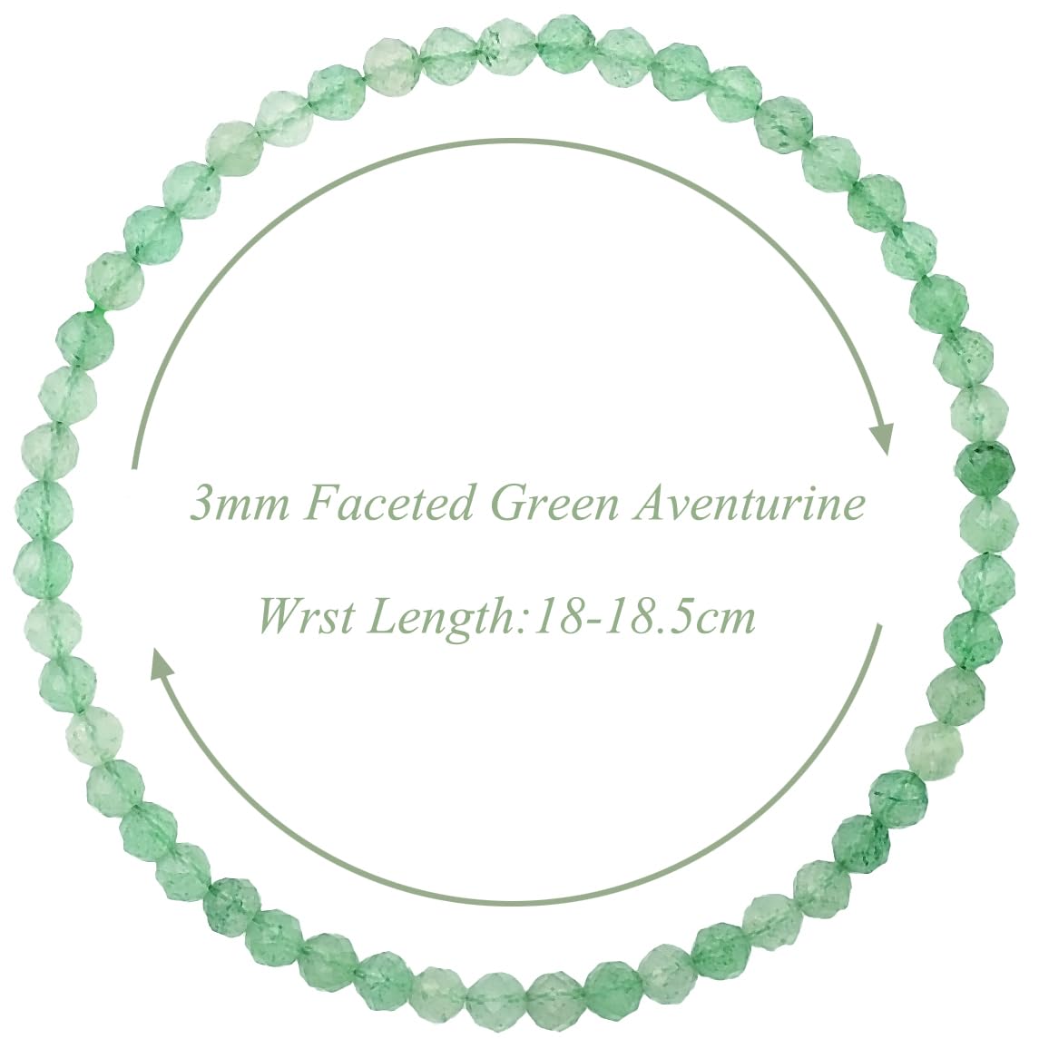 MASSIVE BEADS Natural Genuine Gemstone Beads Healing Crystal Chakra Reiki Jewelry Faceted Round Beads Bracelets (Green Aventurine, 3mm)