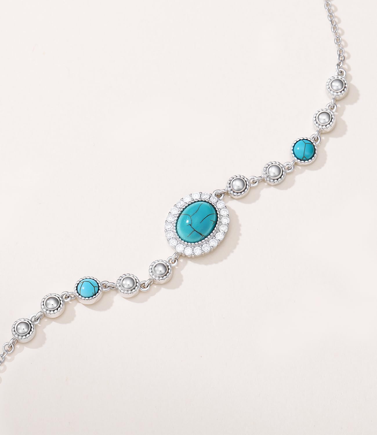 DOLIOX Real Turquoise Adjustable Bracelet for Women with CZ 925 Sterling Silver Elegant Genuine Green Gemstones Bracelets Jewelry for Her Wife Mom