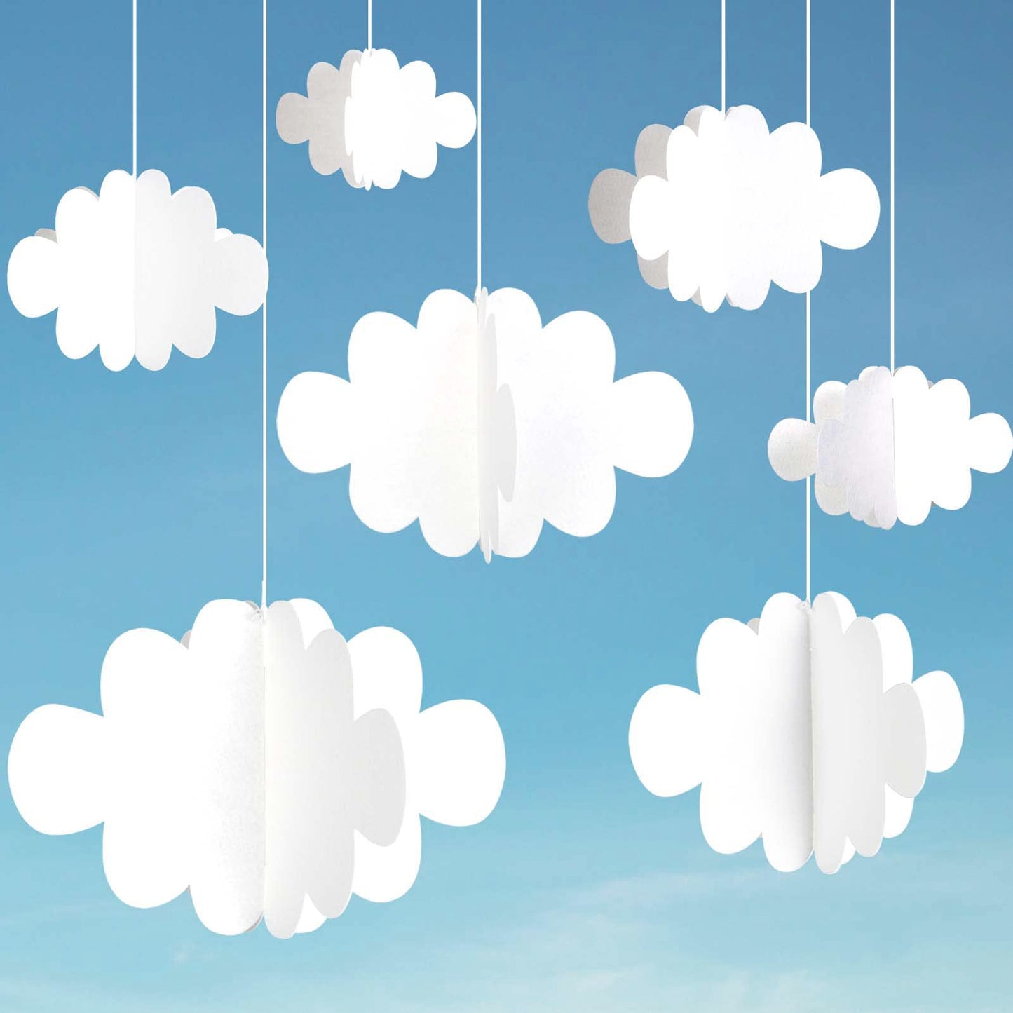 Ayfjovs 10 PCS 3D Cloud Decorations - White Hanging Clouds for Ceiling, Party Decorations, Ornaments, Wedding, Nursery, Children Room, Baby Baptism Party