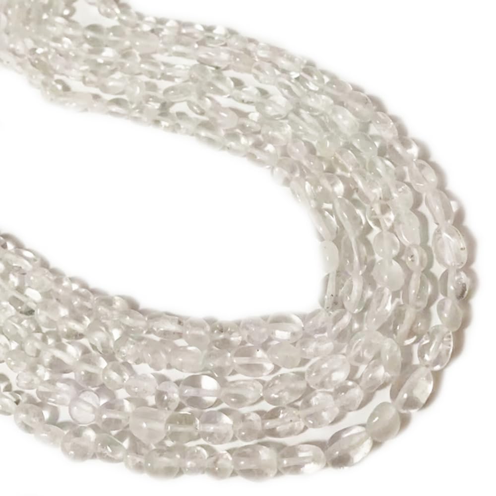 jodaying 6-8mm Natural Clear Quartz Crystal Nuggets Oval Free Tumbled Pebble Semi Precious Gemstone Loose Stone Beads Approx 15.5 inch for DIY Jewelry Making