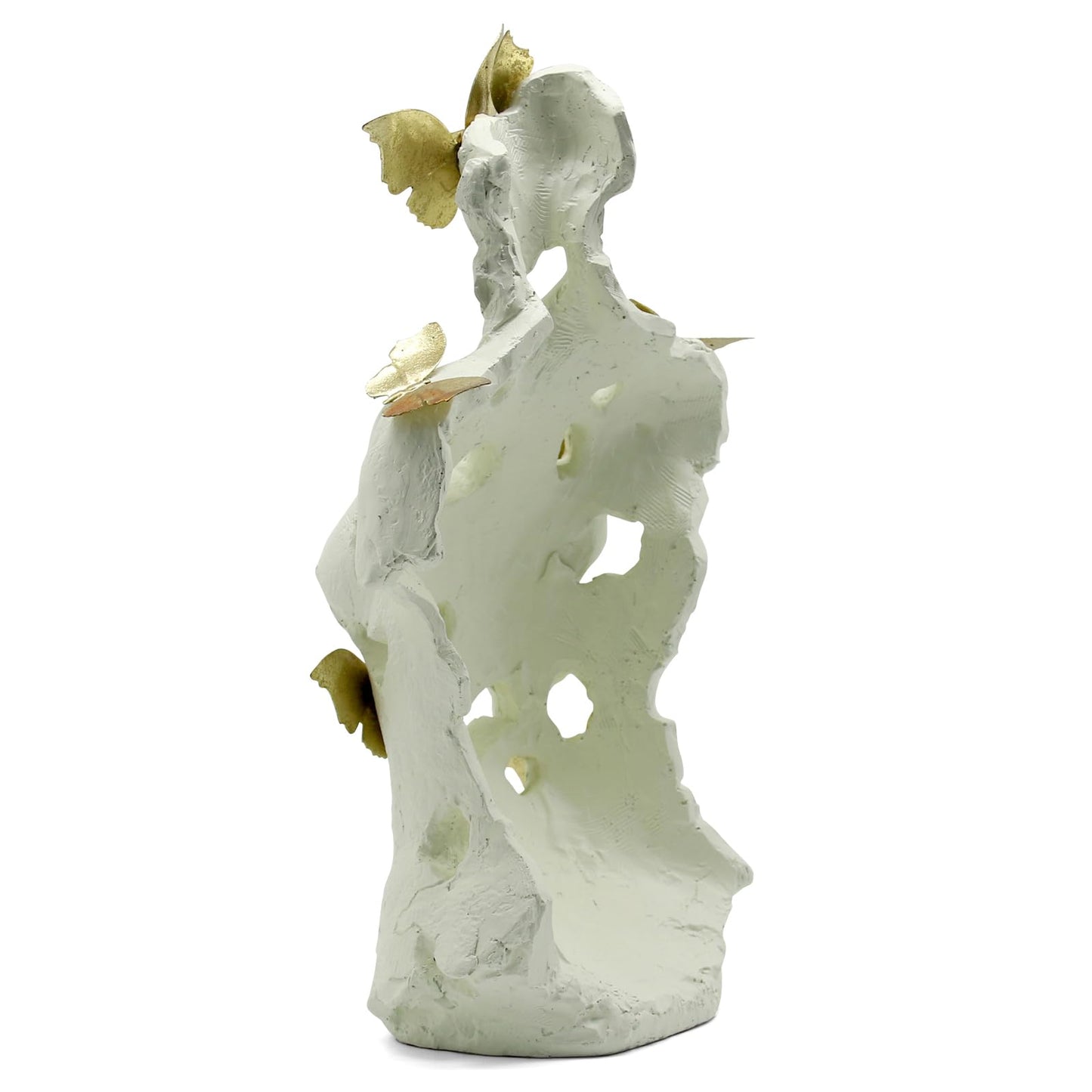 Lukitas Abstract Female Bust with Butterflies Sculpture, Aphrodite Statue, Body Figurine Art Decor, Beauty of Defects, Greek Goddess Bust Ornament for Office Living Room Desk Shelf, Beige, Resin 16"