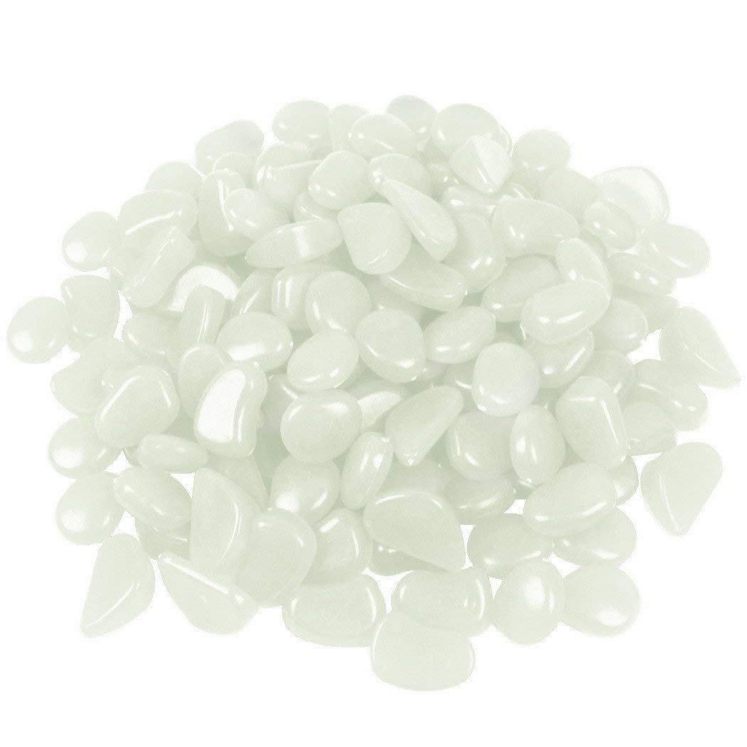 4.8Lbs 1100pcs Glow in The Dark Stones Garden Pebbles Rocks Indoor Outdoor Decor Luminous Stone for Walkways Driveway Yard Grass (White in Daytime, Blue in Night)