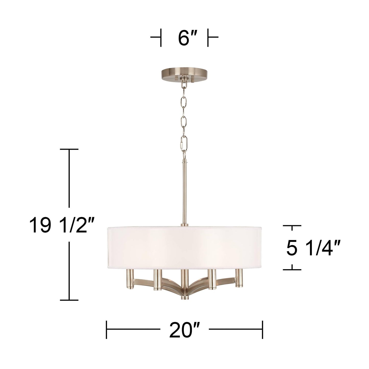 Giclee Glow Ava 20" Wide Embracing Change Print Shade Nickel Chandelier