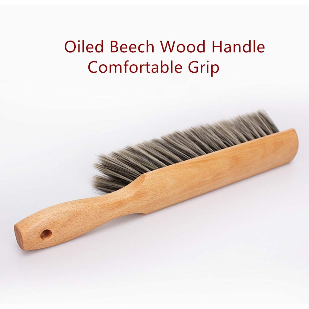 Soft Bristle Hand Brush Wooden Handle for Shop Bench Upholstery Sofa Furniture, Non-Scratch 14 Inch Long (Gray)
