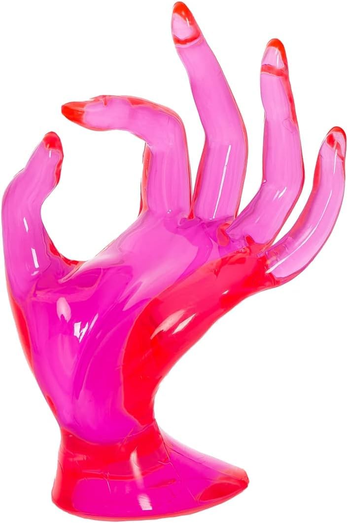 Maxsirui Hand Form Ring Holder Jewelry Display Organization Rack Bracelet Ring Watch Stand Support Aesthetic Y2k Room Decor (Rose Red)