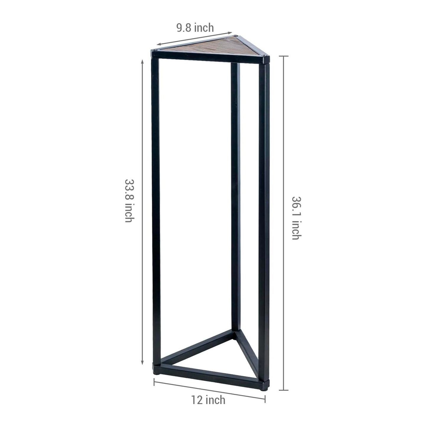 MyGift 36 Inch Tall Plant Stand Indoor - Modern Triangular Corner Plant Stand, Large Torched Wood and Black Metal Frame Plant Pot Pedestal Holder