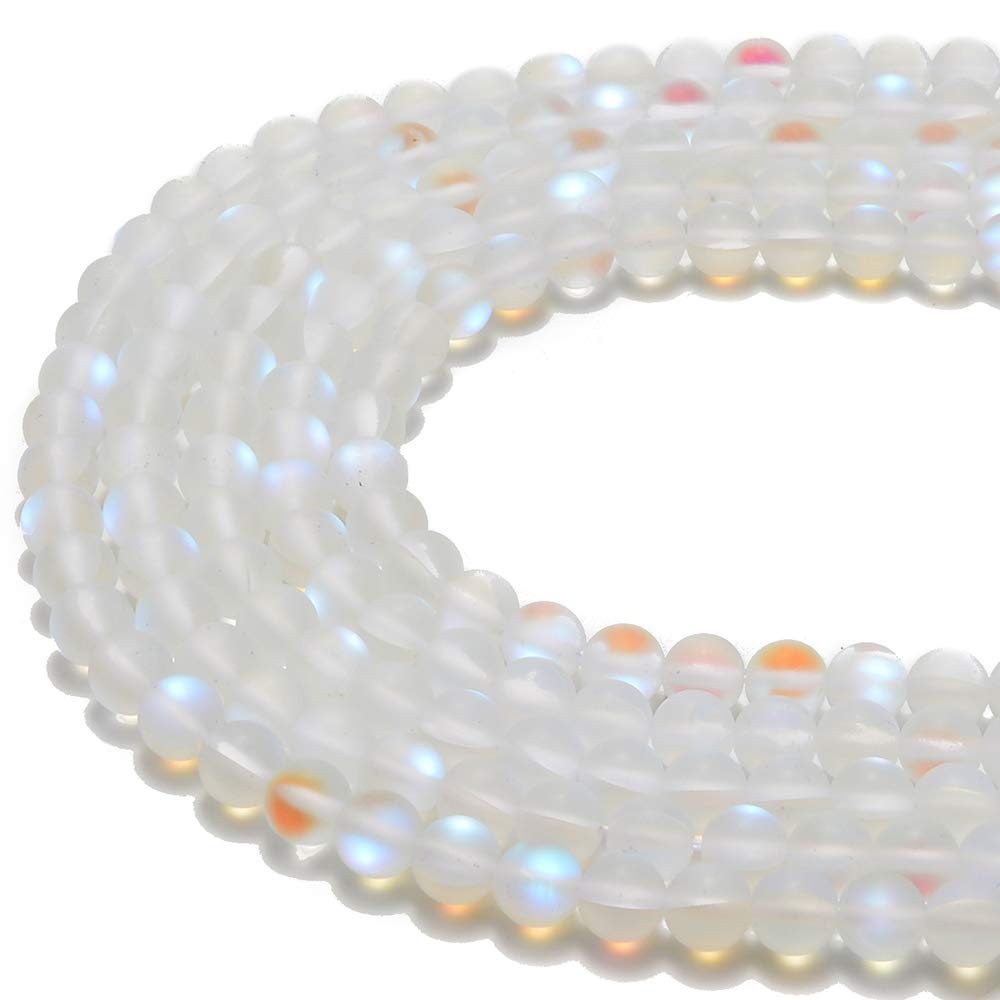 PLTbeads Gorgeous Moonstone Crystal Glass Natural Gemstone Loose Beads 8mm Matte Round Approxi 15 inch DIY Bracelet Necklace for Jewelry Making