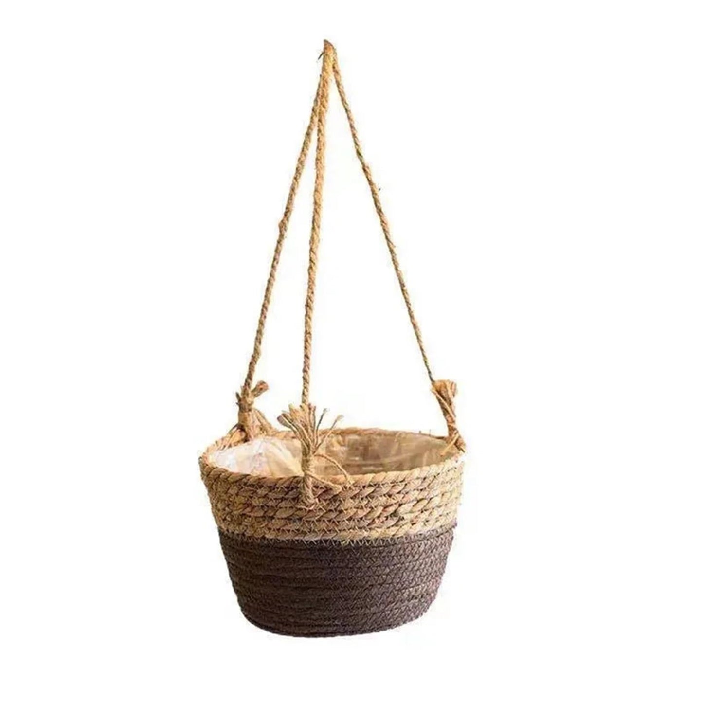 Xuvwbac Garden Hanging Planter Macrame Plant Storage Basket Jute Rope Woven Indoor Outdoor Flower Pot Holder(Color2)
