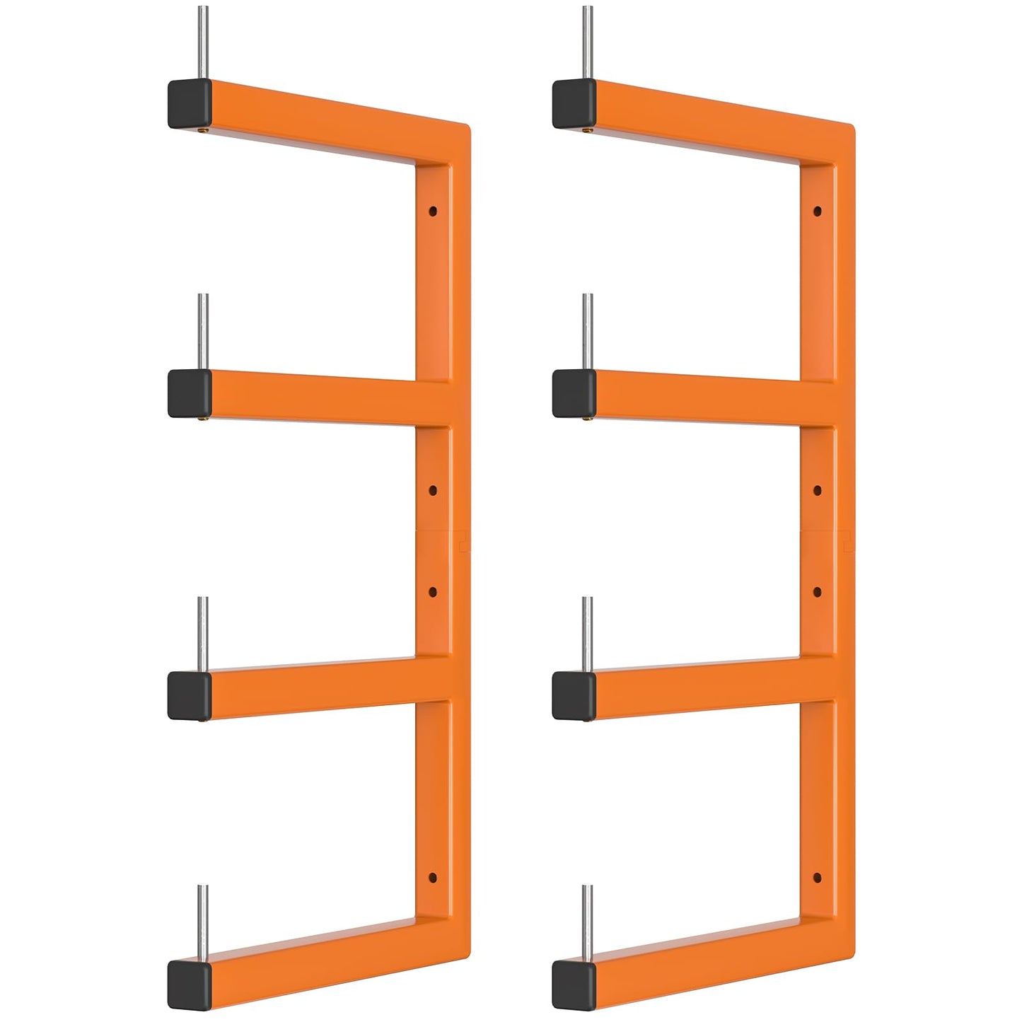 2-Pack Lumber Storage Rack, Wood Storage Racks Wall Mount, Heavy Duty Garage Wood Organizer With 4-Level System, Orange Utility Rack Organization Up 800 Lbs, Metal Lumber Shelf for Indoor and Outdoor