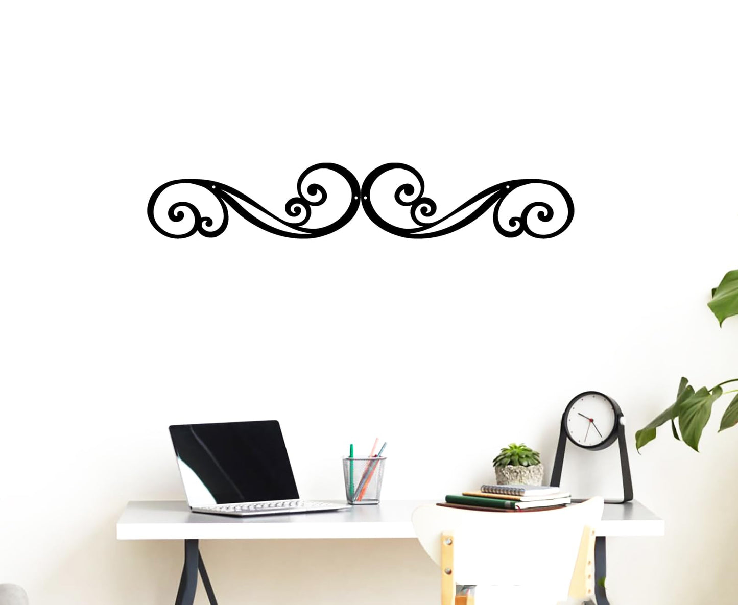 Metal Scroll Wall Art Decor Rustic Iron Wall Scroll Decorations Pair Scroll for Front Porch Above Door Hallway Entryway Living Room