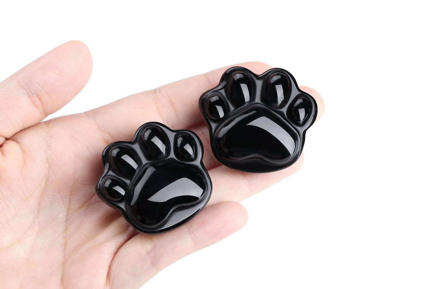 NUKAYAI Black Obsidian Cat Paw Statue Carved Figurines Sculpture Decor Worry Stone for Anxiety Handcrafted Natural Crystals and Healing Stones Cute for Cat Lovers Women