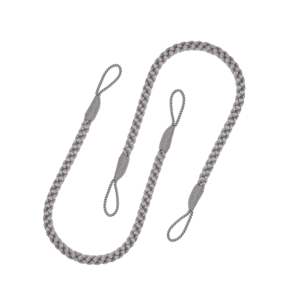 Hiastra Curtain Tiebacks Ropes, 2pcs Decorative Handmade Tie Backs Curtain Holdbacks Holders Cord for Window Sheer Drapes Indoor Outdoor, Grey