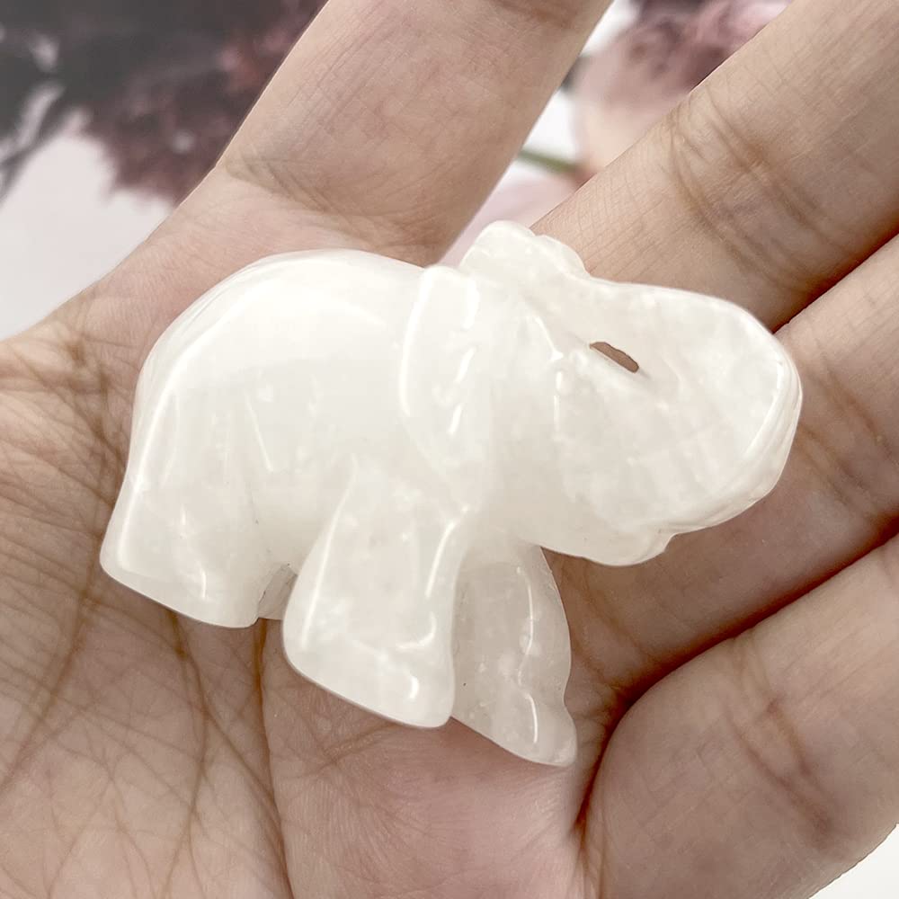Ouubuuy Clear Crystal Elephant Pocket Guardian Figurine Elephant Statue 1.5 inch for Healing Reiki Spiritual Gift Cute Meditation Office Room Desk Decor