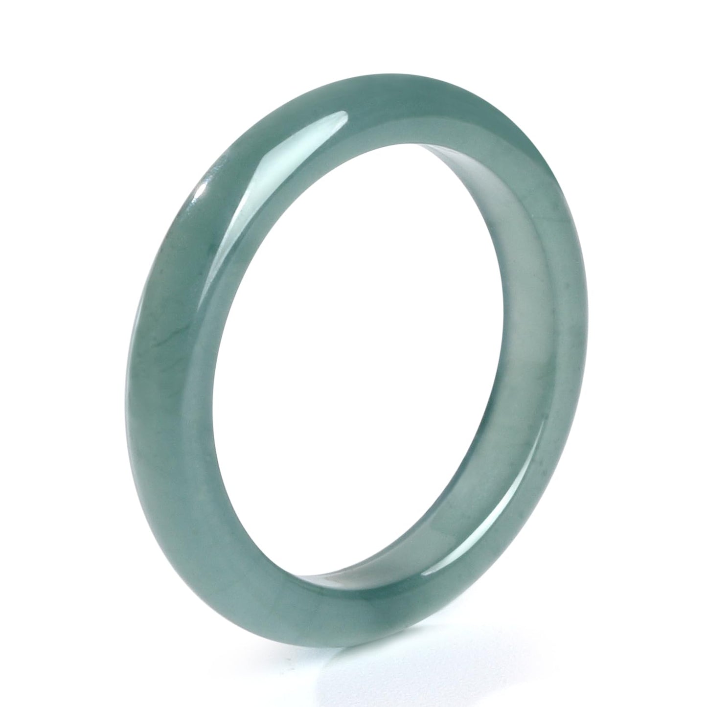 QVFVJA Real Natural Green Jade Band Ring for Women Men Genuine Jadeite Stone Rings Protection for Lovers Couples Mother Wife Birthday Valentine's Day Gifts