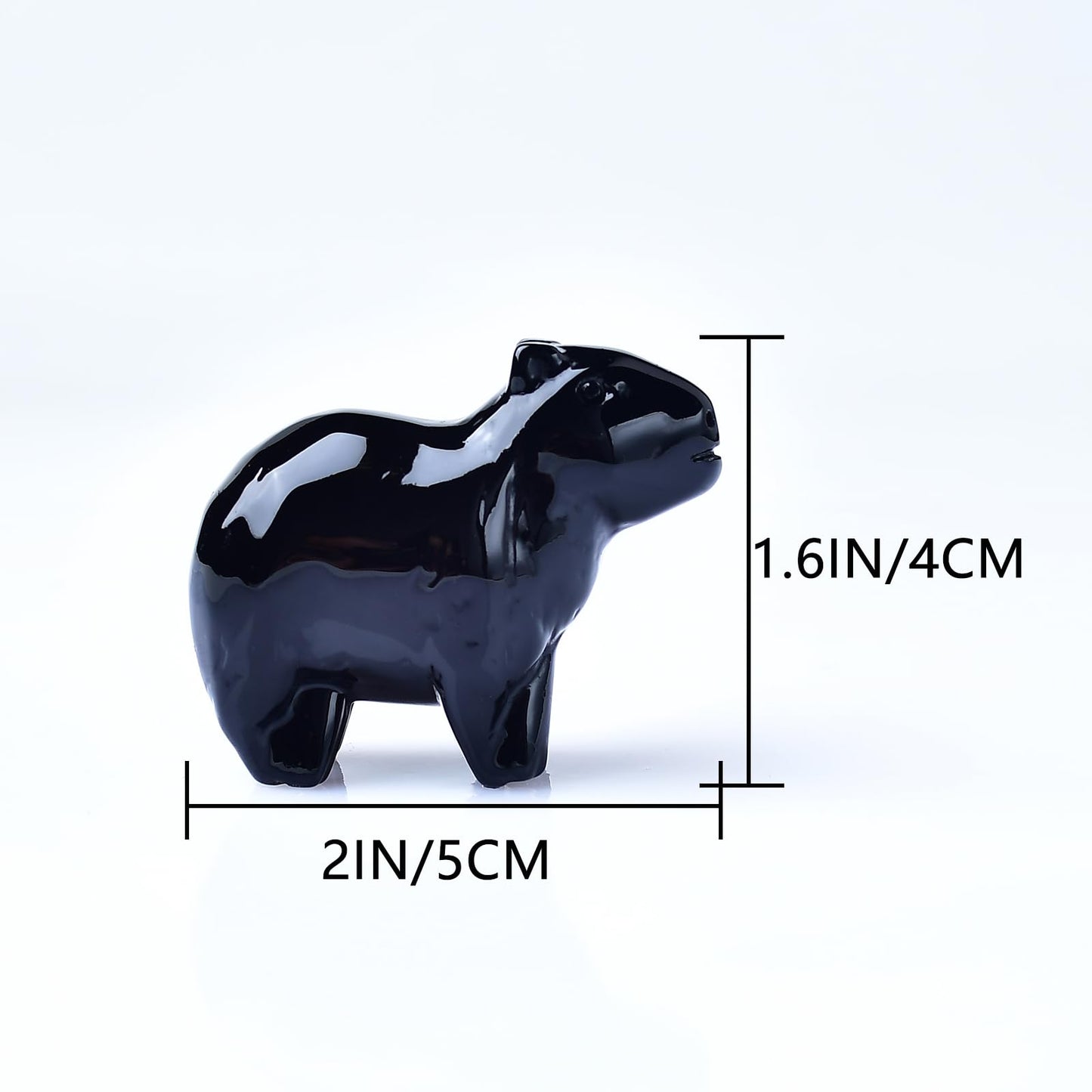 WUYOUSHI Natural Obsidian Capybara Statue 2" Healing Crystal Handmade Sculpture Lucky Guardian Pocket Statues Reiki Meditation Relieve Anxiety Office Home Decoration Gift