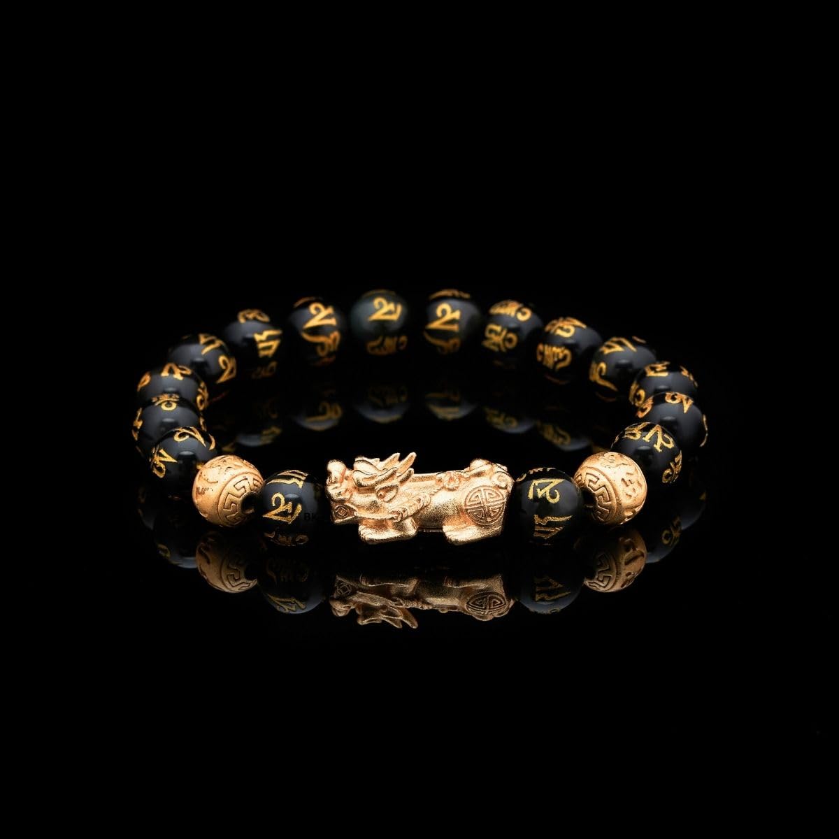 Buddha & Karma Feng Shui Pi Xiu/Pi Yao Black Obsidian Bracelet – Lucky Charm for Wealth, Protection & Success – Energy Healing Jewelry for Men & Women