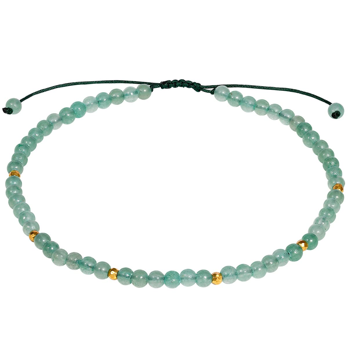 Jewever Aventurine Jade Anklet Bracelet for Women crystals and healing stones Essential Oil Diffuser Beach Foot Beaded Adjustable(8.5-10 Inches)