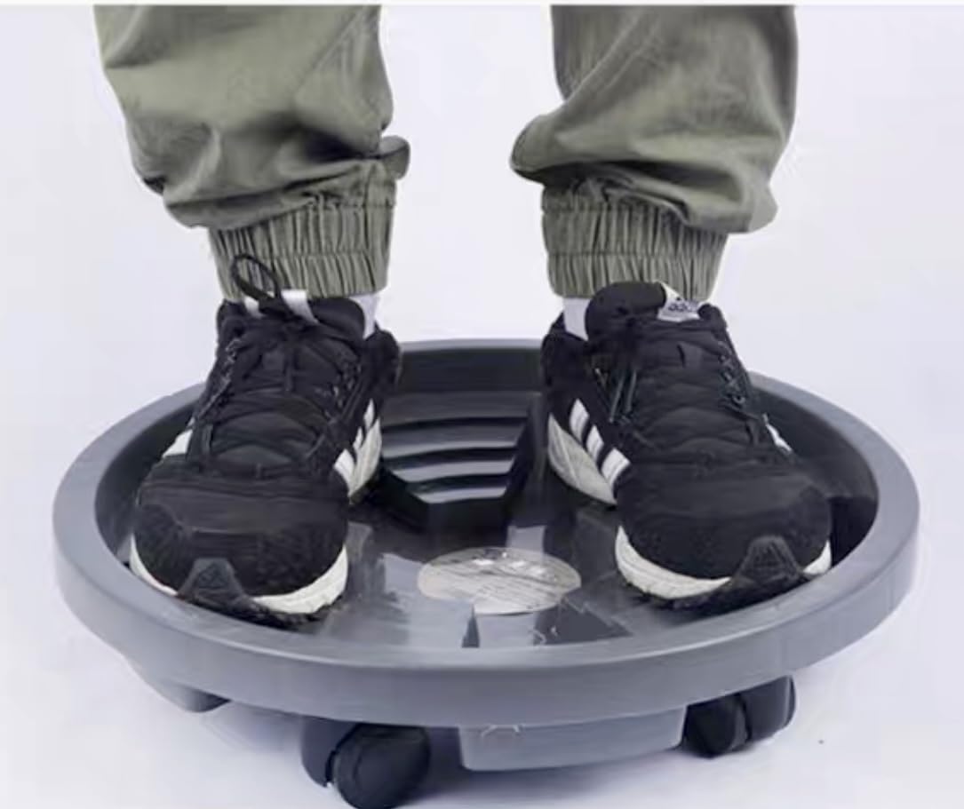 Two Pack 11.2" HuaBoShi Plant Caddy Stand with Wheels Heavy Duty with Built-in Bottom Ventilation and Water Tray Plant Dolly Bear Weight up to 65kg Ash Gray Color Suitable for Indoor and Outdoor