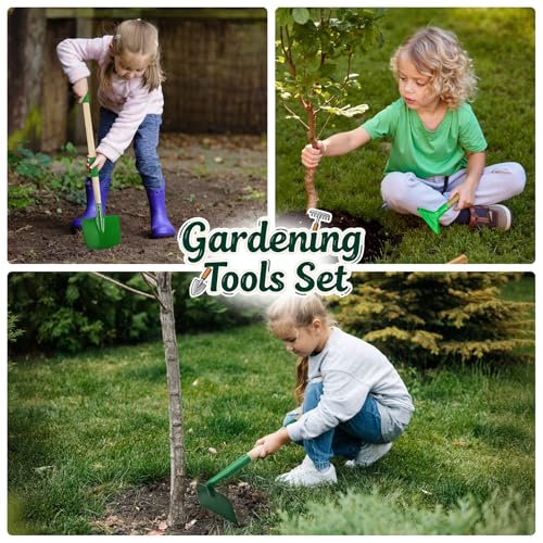 Aka Supaku Kids Gardening Tools Set,7Pcs Gardening Set for Kids with Shovel, Rake, Leaf Rake,Summer Outdoor Backyard Farm Digging Weed Toys Beach, Sand, Garden Play Set Birthday Gift for Boys Girls
