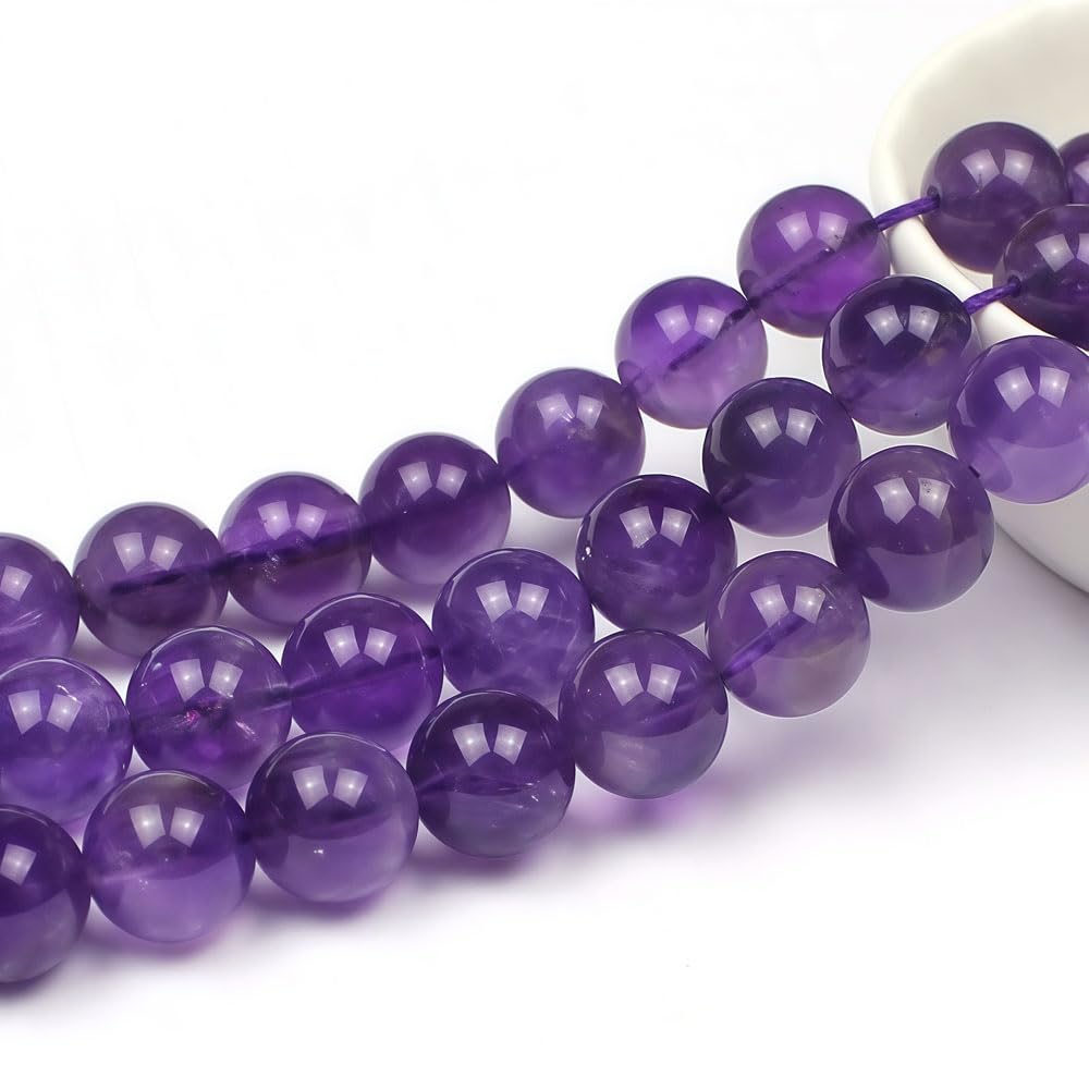 MJDCB 5A Natural South Africa Amethyst Gemstone Round Stone Beads for Jewelry Making DIY Bracelet Necklace (6mm)