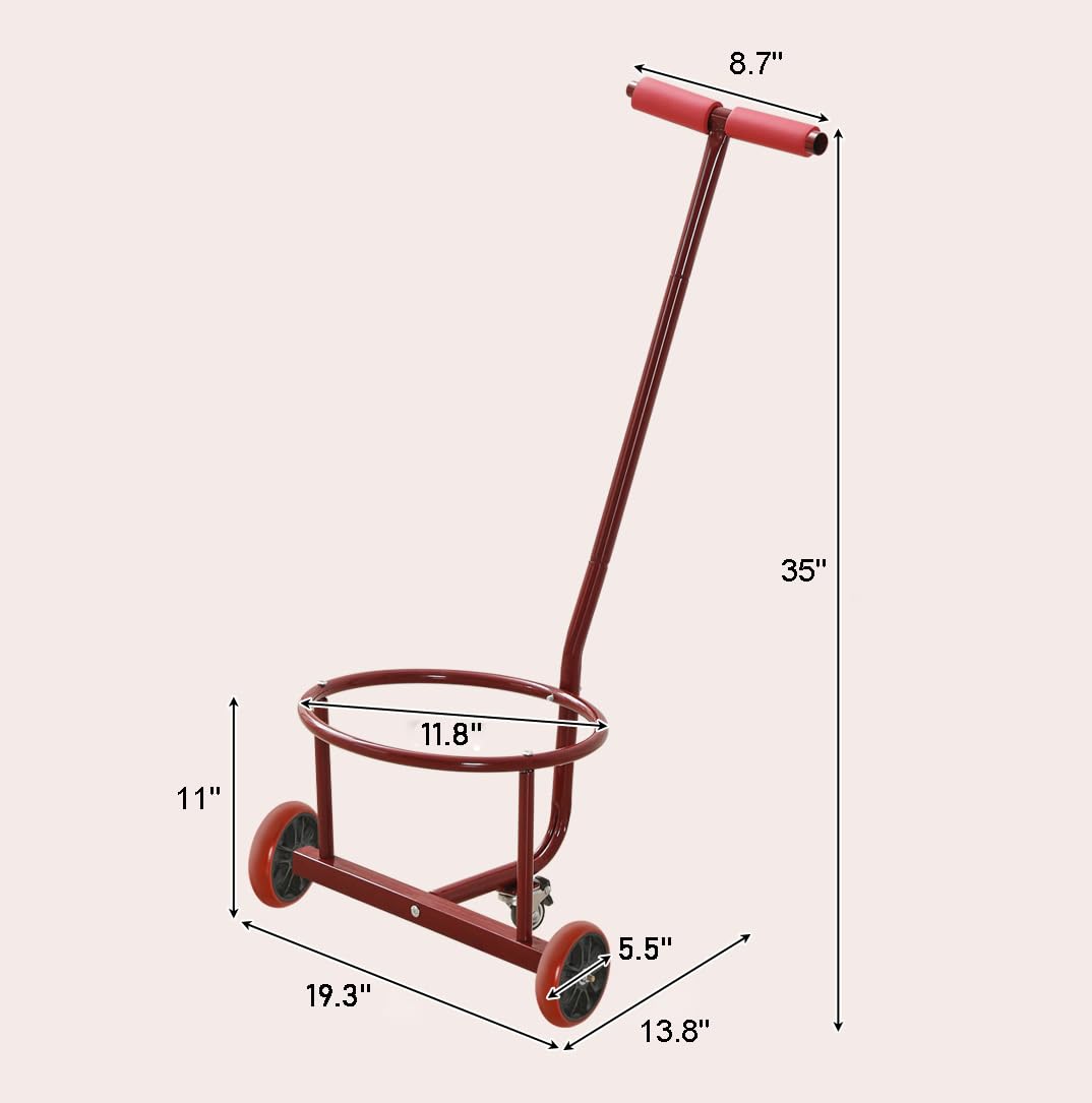 Portable Lightweight Hand Truck, Bucket Cart, Garbage Cart, Gas Bottle Transporter, Wheeled Trolley, Suitable for Moving, Outdoor Use, Home, Travel, and More (Fits for Circumference ＜37'')