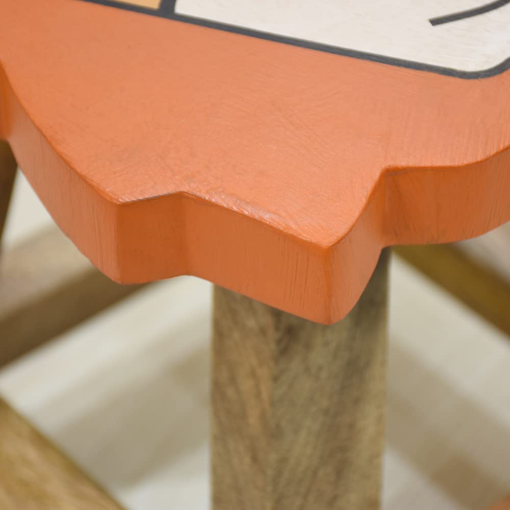 BBH Home's Handmade Orange Novelty Shaped Mango Wood Stool 14x14x12 Inch AMBBRSST0002
