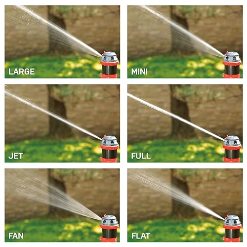 Eden 94144 6-Pattern Rotary Gear Drive Sprinkler with Step Spike Gear Drive, Heavy Duty, Gardening Watering System, Garden&Lawns, Multi Pattern, Coverage up to 5278sq.ft