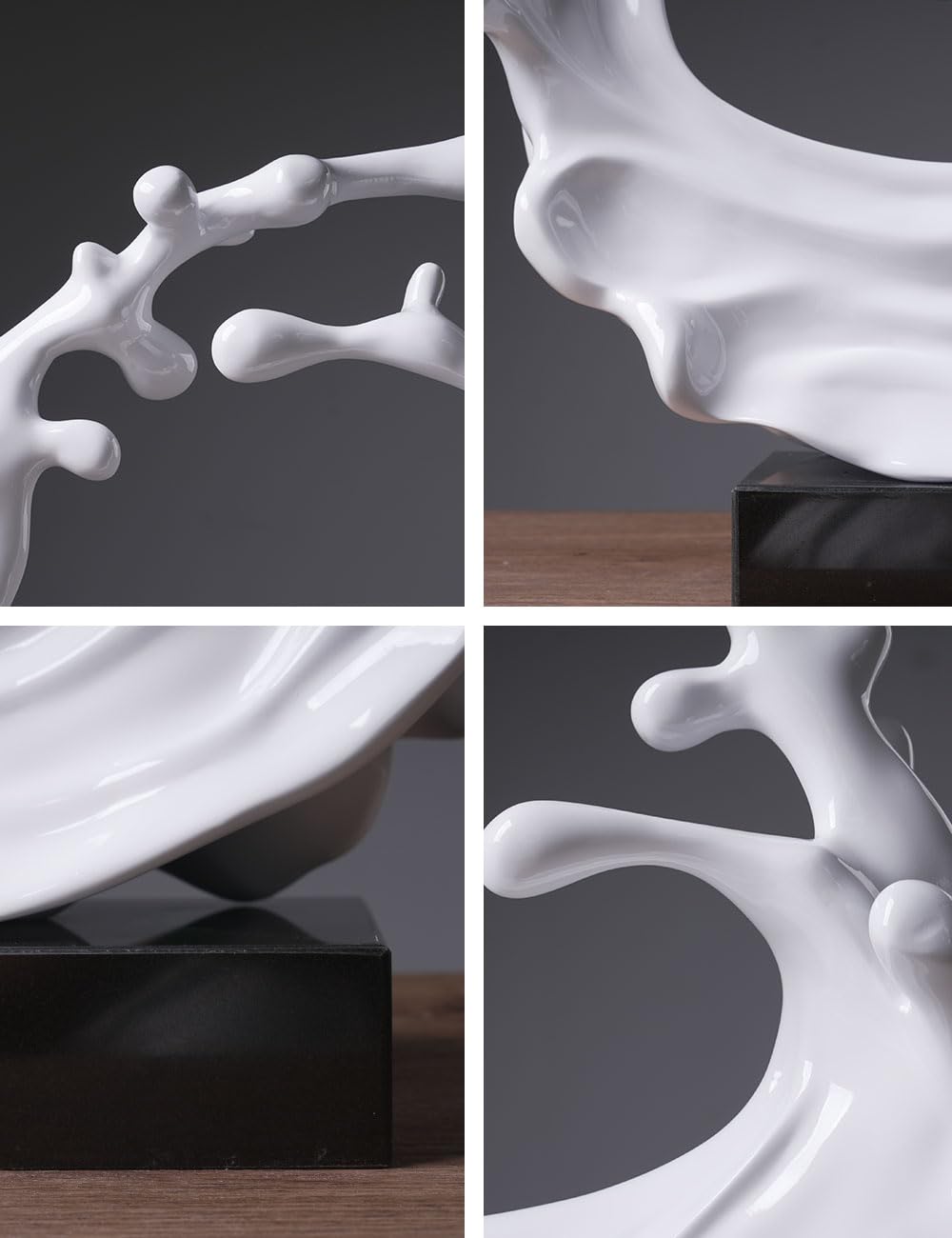 NENBOLEC Abstract Sculpture Decor Modern Art Gift Sea Wave Figurine Table Centerpiece Statue for Living Room Bedroom Office White 16.5 Inch