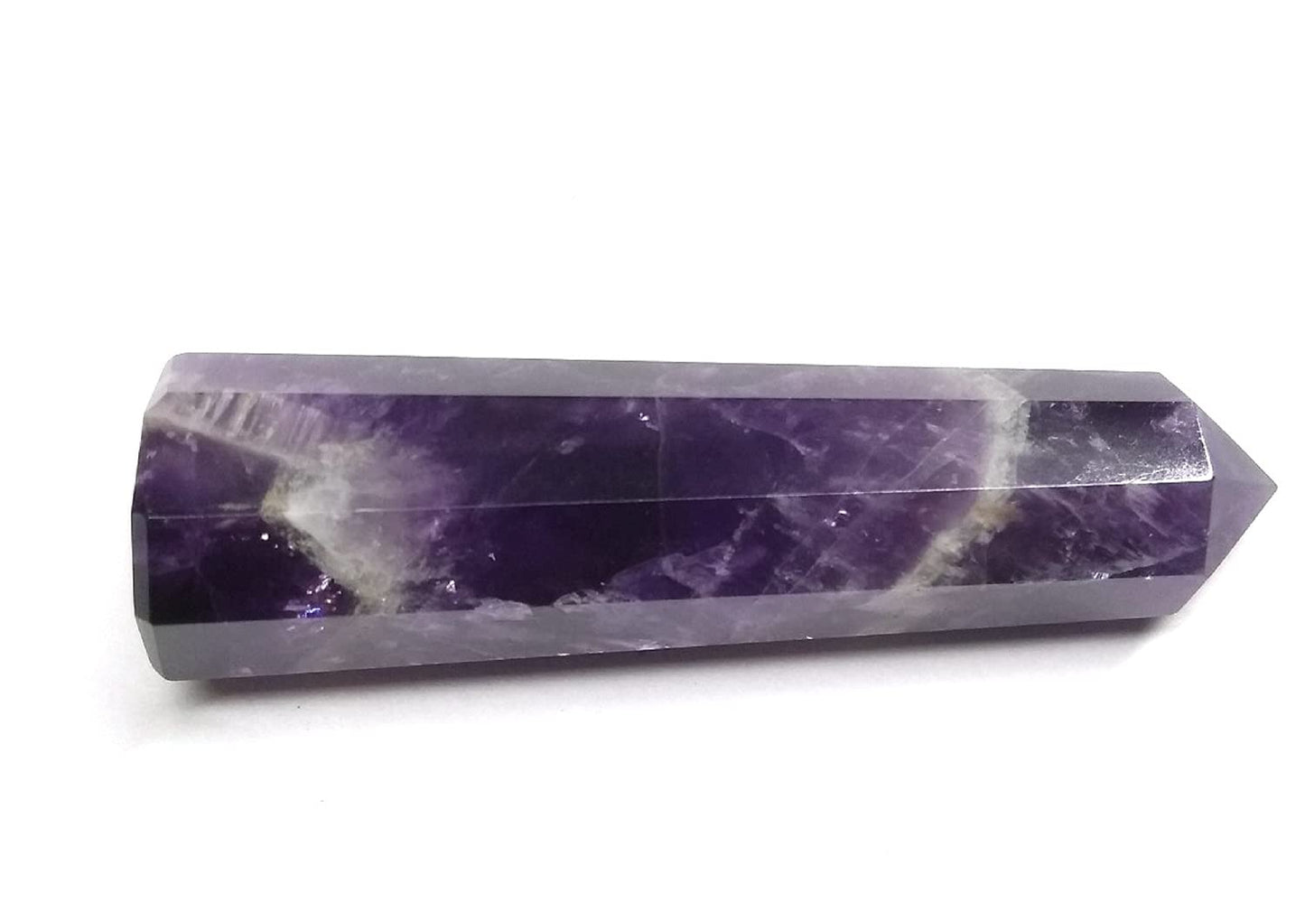 WholesaleGemShop 3 Inch (70 mm) Gemstones Amethyst Chevron Obelisk Tower Jumbo Facet Aura Rock Crystal Natural Polished Earth Wand Spirit