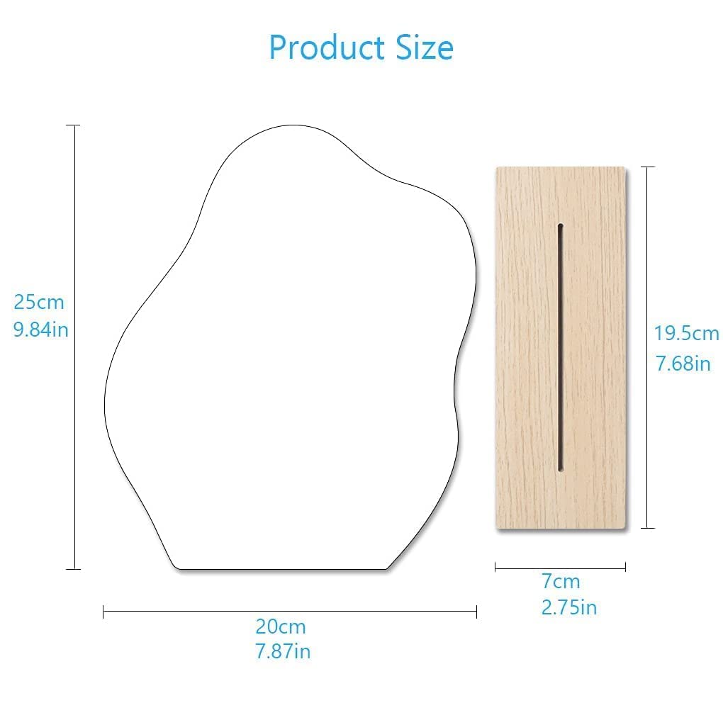 G.Dori Irregular Aesthetic Vanity Mirror Frameless, Decorative Desk Tabletop Acrylic Mirrors with Wooden Stand for Living Room, Bedroom, Office and Minimal Spaces Home Decor - Cloud Shape