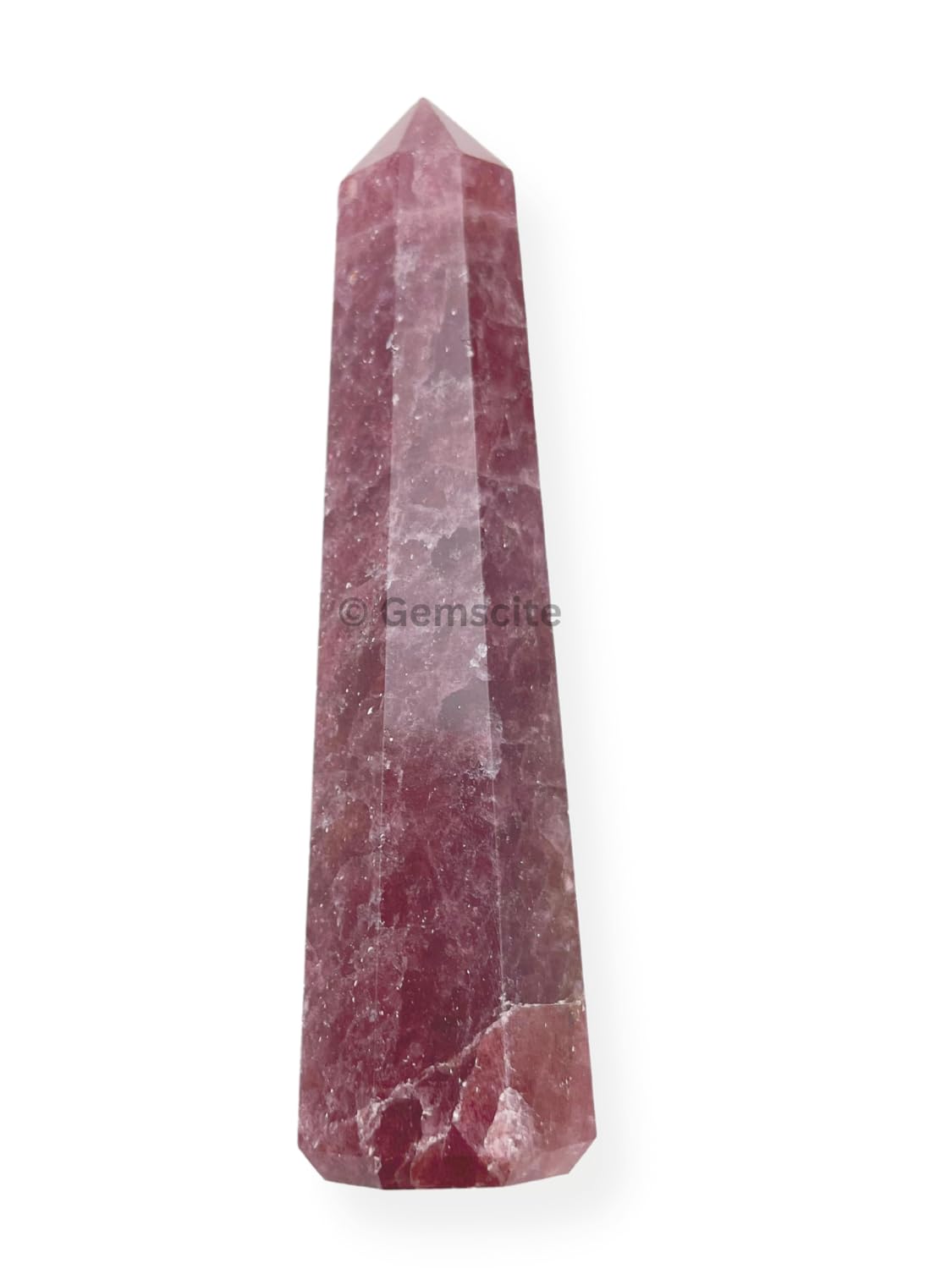 WholesaleGemShop 3 Inch (70 mm) Gemstones Strawberry Quartz Obelisk Tower Jumbo Facet Aura Rock Crystal Natural Polished Earth Wand Spirit