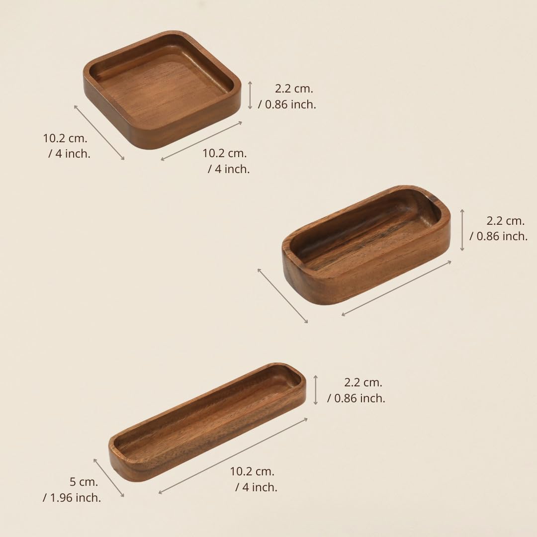 Premium Wooden Stackable Modular Desk Organizer Tray: Set of 6-Pieces Nested Acacia Wood Storage Trays for Office, Kitchen, and Home Organization in Contemporary Style