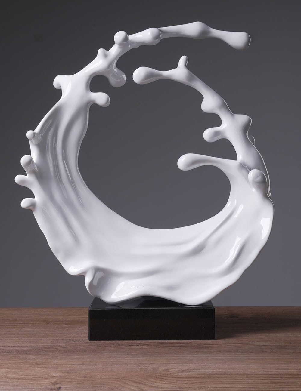 NENBOLEC Abstract Sculpture Decor Modern Art Gift Sea Wave Figurine Table Centerpiece Statue for Living Room Bedroom Office White 16.5 Inch