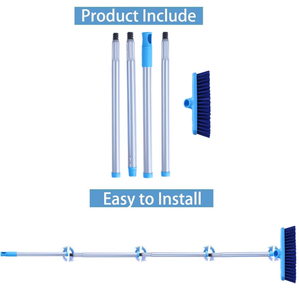 YONILL Deck Brush with Long Handle - Floor Scrub Brushes for Cleaning Shower, Stiff Bristle Scrubbing Brush, 50" Floor Scrubber Brush for Bathroom, Bathtub, Tub, Tile Floors, Garage and Patio