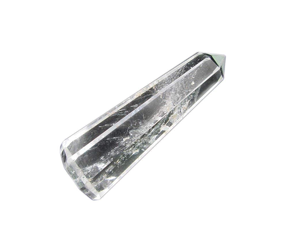 WholesaleGemShop 70 mm (3 Inch) Clear Quartz Gemstones Obelisk Tower Jumbo Facet Aura Rock Crystal Natural Polished Earth Wand Spirit