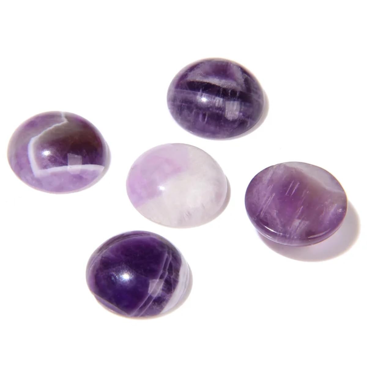 20pcs 16mm Natural Stone No Hole Amethyst Semicircle Smooth Cabochons Beads Healing Chakra Crystal Stone Bead for Jewelry Making Rings Earrings Necklace Bracelet DIY Crafts