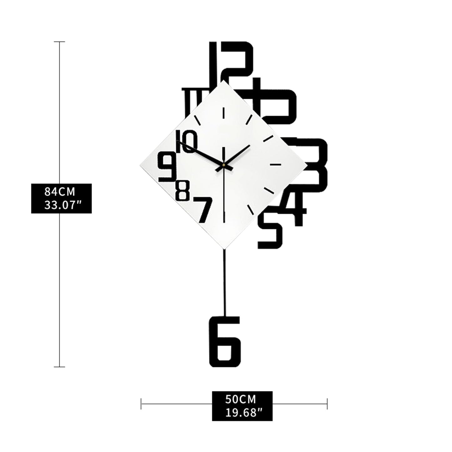FLEBLE Modern Large Wall Clocks for Living Room Decor Big Silent Pendulum Wall Clock Battery Operated for Office Kitchen Bedroom Home Decoration Wooden 30 Inch Giant White Wall Watch Clock Non-Ticking